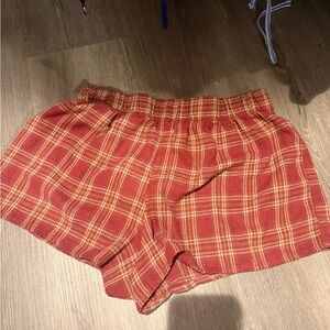 SHEIN Red Plaid High Waist Shorts